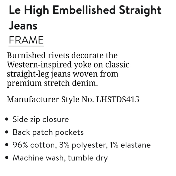 Frame Denim Jeans Studded Yoke High Waist 26 - Picture 12 of 12